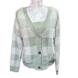 Willow & Wind Sz S School Girl Soft Eyelash Cardigan Tank Sweater Comfy
